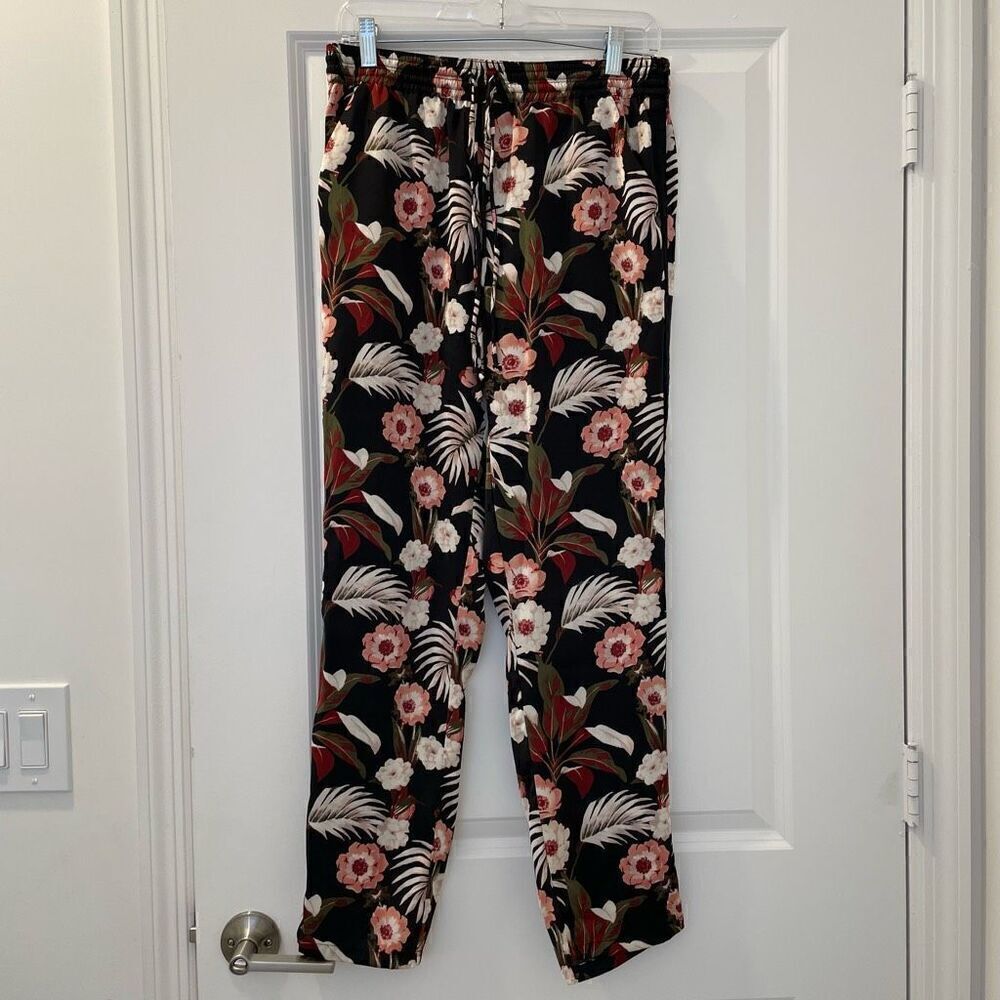 Maison Scotch Women's Miami Deco Black Floral Lightweight Pants Size 2